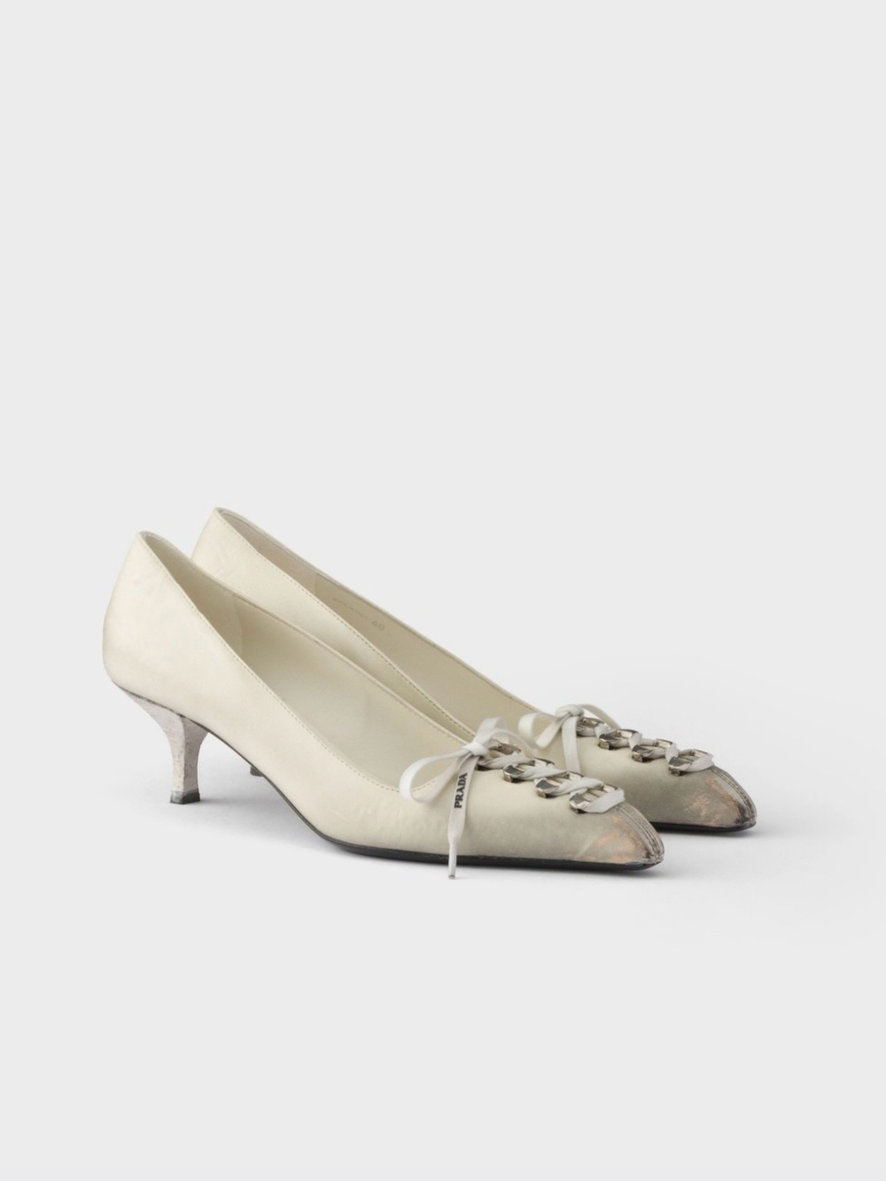Prada Runway Antiqued Leather Pumps Size 38 NWT